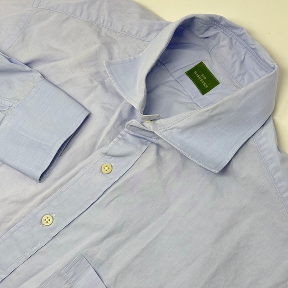 Sid Mashburn Other - Sid Mashburn End-on-End Dress Shirt Men M Blue Cotton Spread Collar Pocket